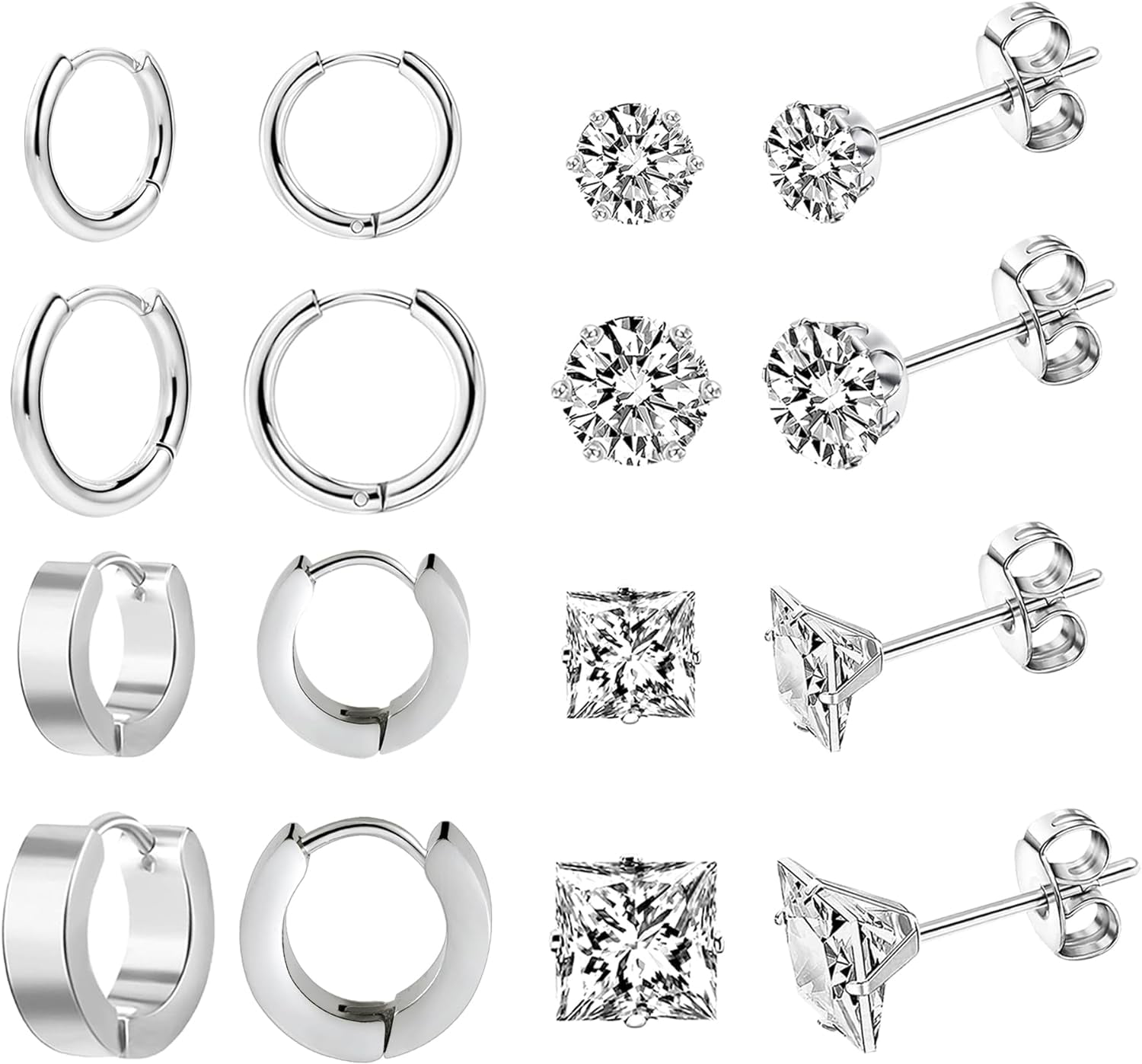 10 Pairs Earring Sets for Multiple Piercing 14K Gold Plated Studs