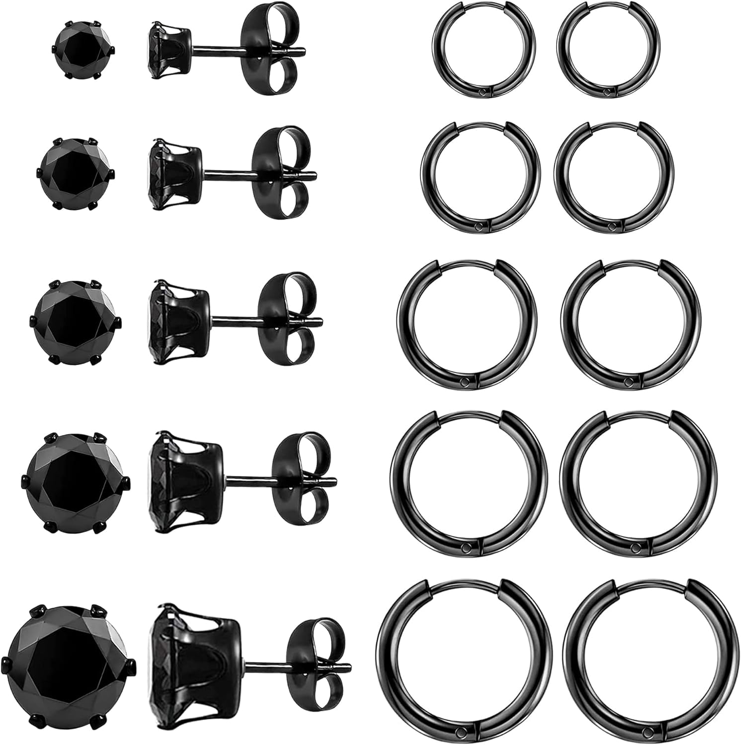 10 Pairs Earring Sets for Multiple Piercing 14K Gold Plated Studs