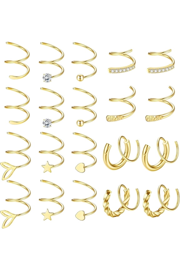 10 Pairs Elegant Twisted Hoop Earrings for Women - 316L High-Grade Stainless Steel Spiral Cuff Wrap Double Hoop Twist Earrings[s781]