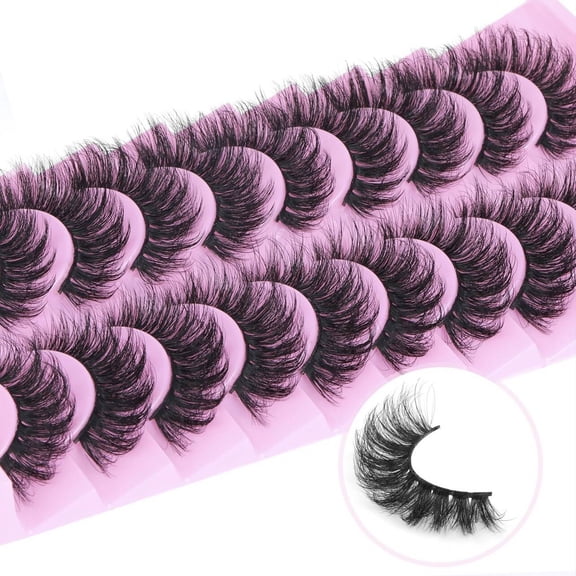 10 Pairs Explosive Curly Fake Lashes 6D Messy Fluffy Style Faux Mink False Eyelashes for Party & Makeup Artists