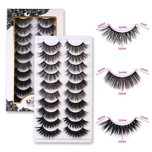 10 Pairs False Eyelashes 5 Different Styles Fluffy Look Strip Lashes
