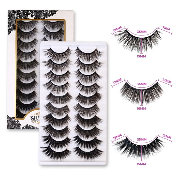 10 Pairs False Eyelashes 5 Different Styles Fluffy Look Strip Lashes
