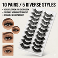 thumbnail image 1 of 10 Pairs False Eyelashes 5 Different Styles Fluffy Look Strip Lashes, 1 of 7