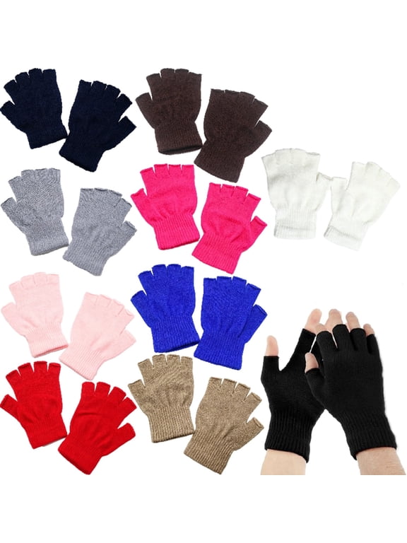 10 Pairs Fingerless Gloves for Women Men, Winter Knitted Half Finger Gloves, Fit for Working, Typing, Writing, Running