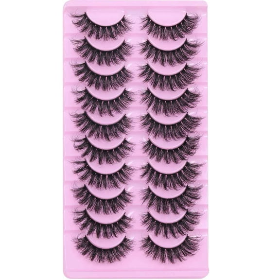 10 Pairs Fluffy 3D Mink False Eyelashes, Dramatic Long Wispy Volume Lashes, Natural Reusable Eye Lashes for Daily Party Wedding Makeup