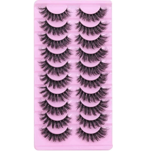 10 Pairs Fluffy 3D Mink False Eyelashes, Dramatic Long Wispy Volume Lashes, Natural Reusable Eye Lashes for Daily Party Wedding Makeup