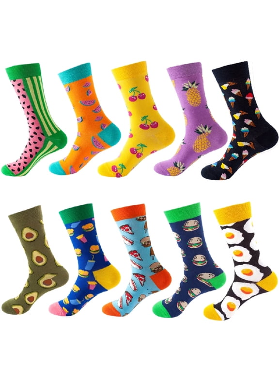 10 Pairs Funny Fruit Socks,Cotton Breathable Stretchy,for Men Women Sports