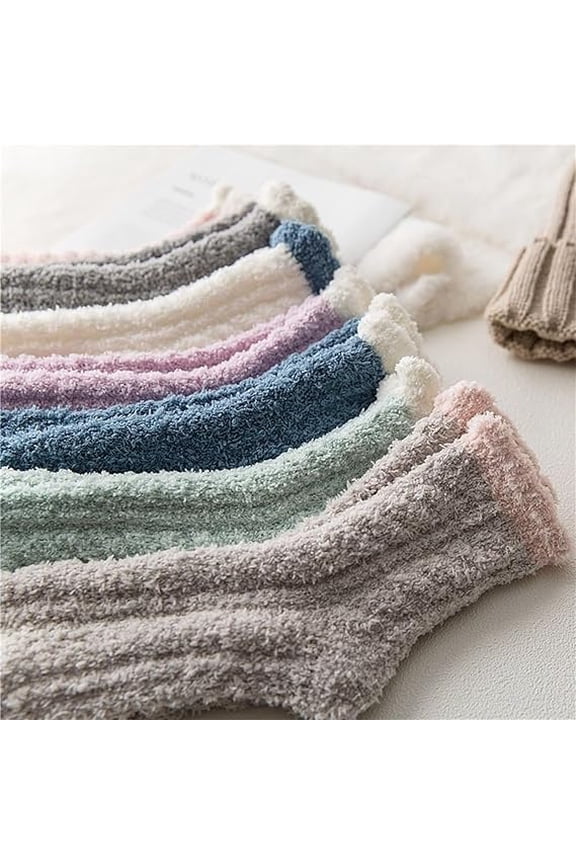 10 Pairs Fuzzy Socks Soft Cozy Fluffy Warm Winter Sleep Plush Bed Microfiber Slipper Fleece Socks for Women