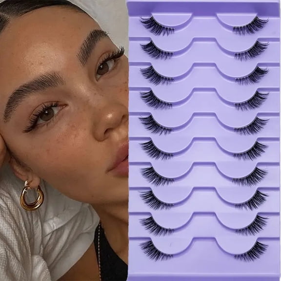 10 Pairs Half Cat Eye Clear Band Lashes Natural End Lengthening Dense Half Eyelashes