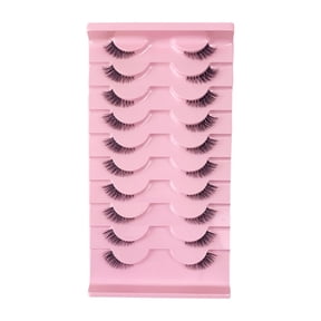 10 Pairs Half Cat Eye False Eyelashes, Clear Thin Band Natural Fluffy Cluster Lashes, Lightweight Synthetic Fiber Wispy Outer Corner Eye Lashes for Daily Makeup Beginners