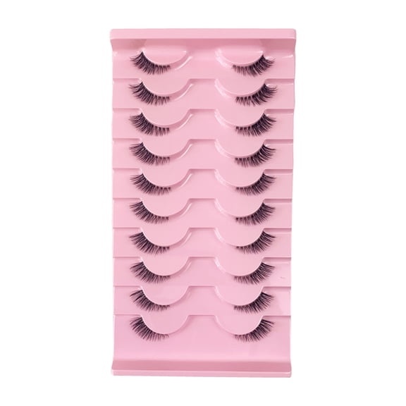 10 Pairs Half Cat Eye False Eyelashes, Clear Thin Band Natural Fluffy Cluster Lashes, Lightweight Synthetic Fiber Wispy Outer Corner Eye Lashes for Daily Makeup Beginners