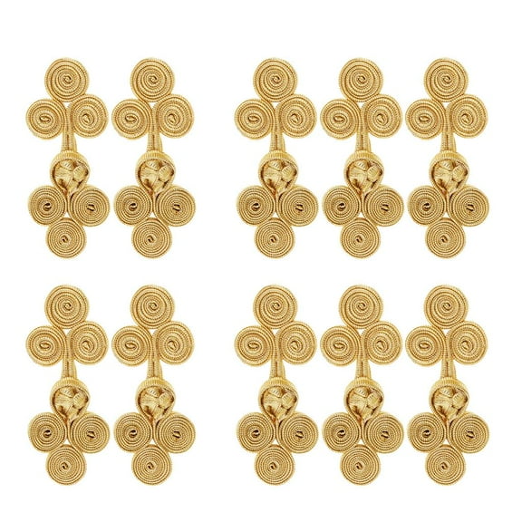 10 Pairs Handmade Sewing Fasteners Chinese Closure Knot Cheongsam Frog Buttons Gold