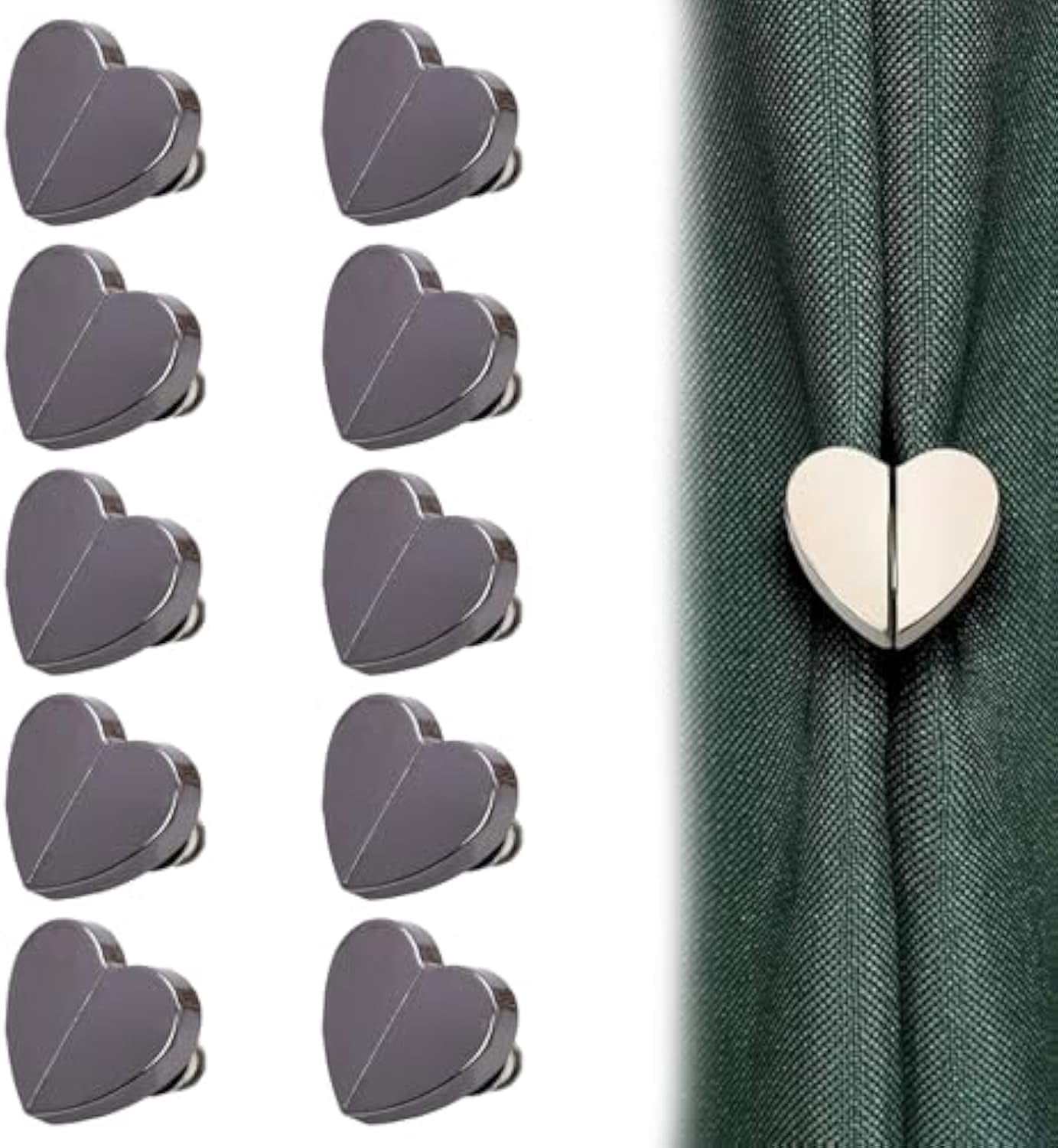 10 Pairs Heart-Shaped Magnetic Curtain Closure, Magnetic Curtain Clips ...