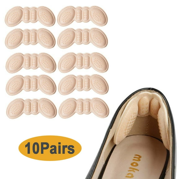 10 Pairs Heel Pads for High Heels, Women Insoles, Thick Sponge Anti-wear Self-Adhesive Sticker, Adjust Shoe Size Grips Liner, Foot Pain Relief Inserts Cushion