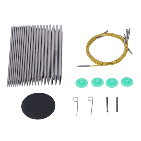 10 Pairs Interchangeable Circular Knitting Needles Set Stainless Steel Cables Weaving Craft Tools