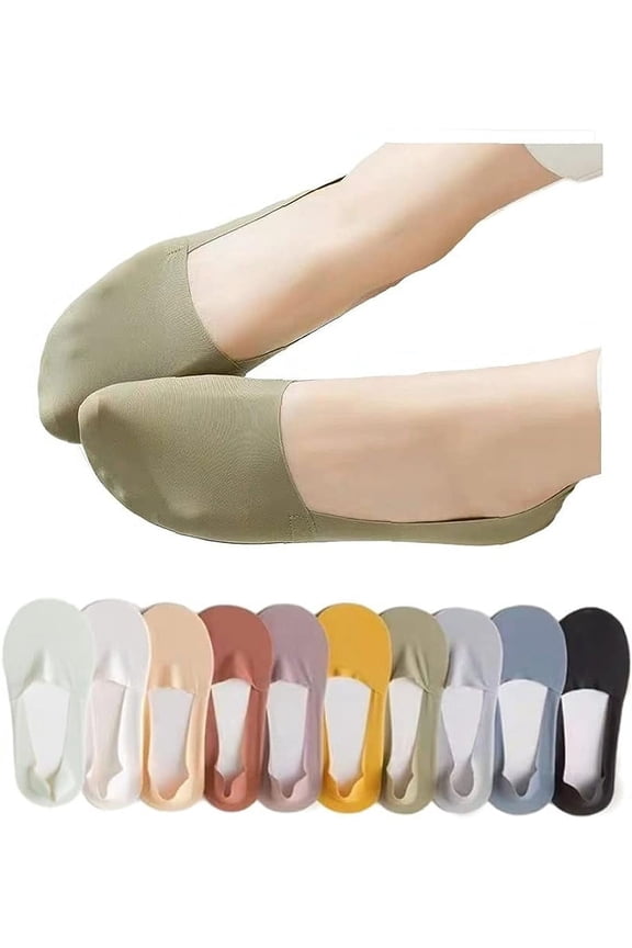 10 Pairs Invisible Socks Women's Non-Slip Low Cut Lined Socks Invisible Ice Stockings