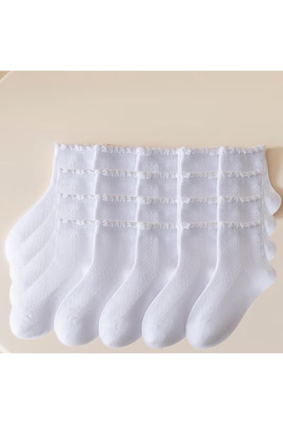 10 Pairs Kids Boys Girls PE School Sports Socks Breathable Athletic Cotton Crew Trainer Socks Soft Comfortable Activewear Ideal for Active Kids Football Basketball White 6-8 Years