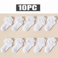 thumbnail image 1 of 10 Pairs Kids Girls PE School Sports Socks Breathable Athletic Cotton Crew Trainer Socks Soft Comfortable Activewear Ideal for Active Kids Football Basketball White 6-8 Years, 1 of 7