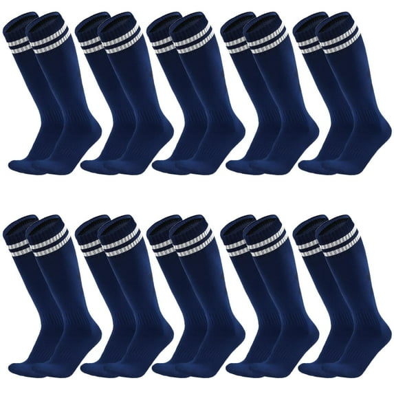 10 Pairs Kids Soccer Socks Stretchy Knee High Tube Socks Colorful Football Athletic Team Socks for Boys Girls (7-12 Years Old)
