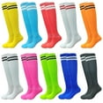 thumbnail image 1 of 10 Pairs Kids Soccer Socks Stretchy Knee High Tube Socks Colorful Football Athletic Team Socks for Boys Girls (7-12 Years Old), 1 of 6