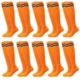thumbnail image 1 of 10 Pairs Kids Soccer Socks Stretchy Knee High Tube Socks Colorful Football Athletic Team Socks for Boys Girls (7-12 Years Old), 1 of 5