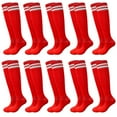 thumbnail image 1 of 10 Pairs Kids Soccer Socks Stretchy Knee High Tube Socks Colorful Football Athletic Team Socks for Boys Girls (7-12 Years Old), 1 of 6