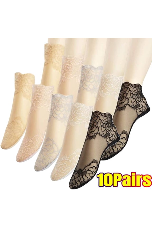10 Pairs Lace Ankle Socks For Women - Ruffle Socks Women - Fishnet Ankle Women Socks - Short Stockings Dress Socks