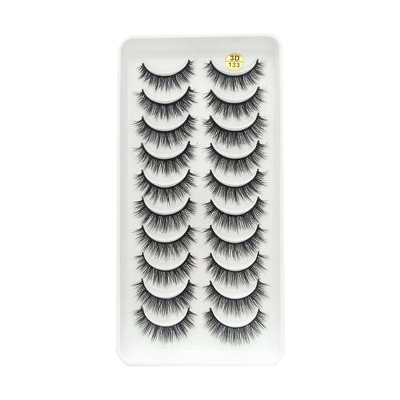 10 Pairs Long Cross False Eyelashes, Thick Dense Natural Look Fake Eyelashes for Women, Reusable Dramatic Eye Makeup Extension