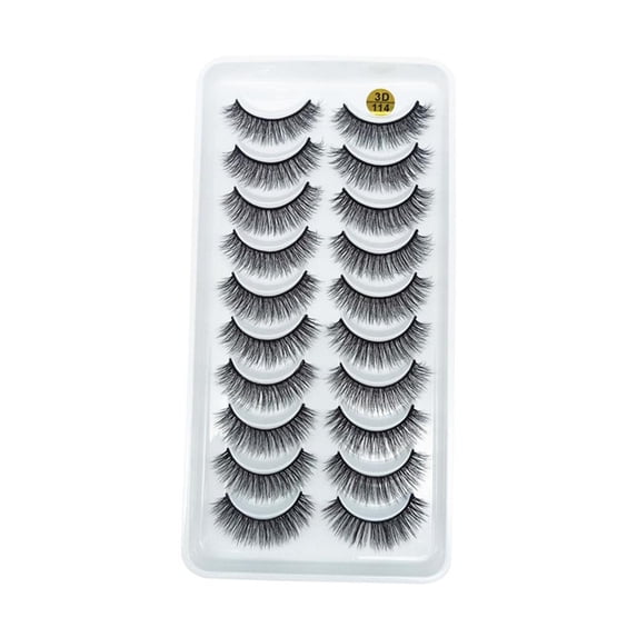 10 Pairs Long Cross False Eyelashes, Thick Dense Natural Looking Fake Lashes for Women Makeup