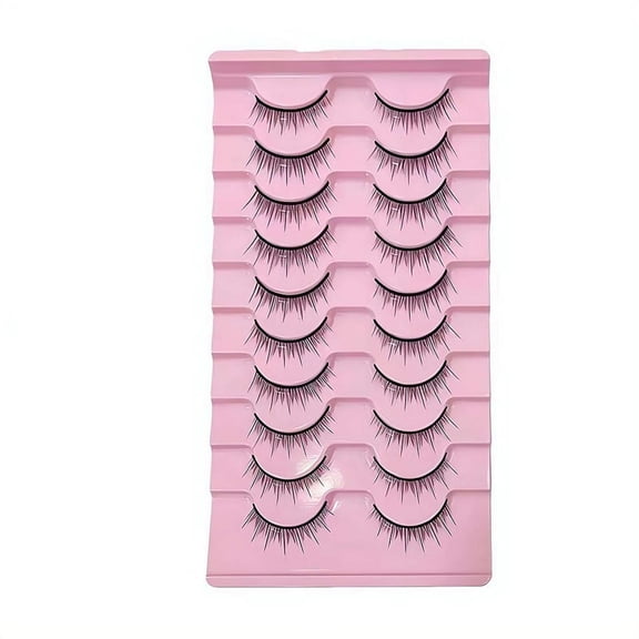 10 Pairs Manga Style False Eyelashes, 8D Wispy Faux Mi-nk Lashes, 14MM Spiky Thick Anime Cosplay Full Strip Lashes