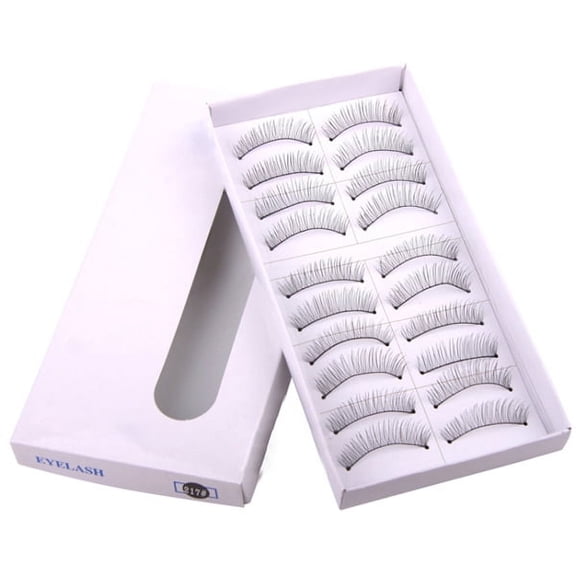 UKCOCO 10Pairs Handmade Long Black False Eyelashes Thick Curling Soft Fiber Professional Use