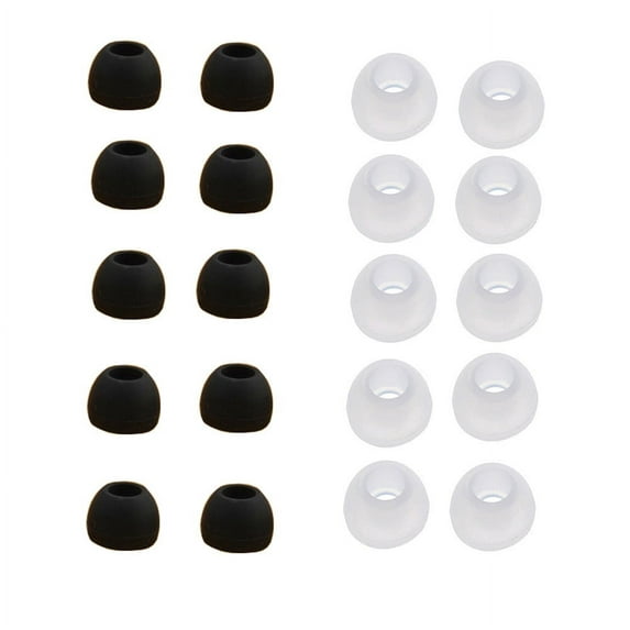 Earbuds Tips Replacement for Audio-Technica Skullcandy, White/Black, 10 Pack
