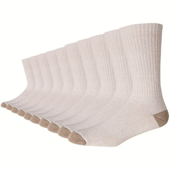 10 Pairs Men's Cotton Performance Athletic Socks, Crew Cushion Work Boot Hosiery Socks