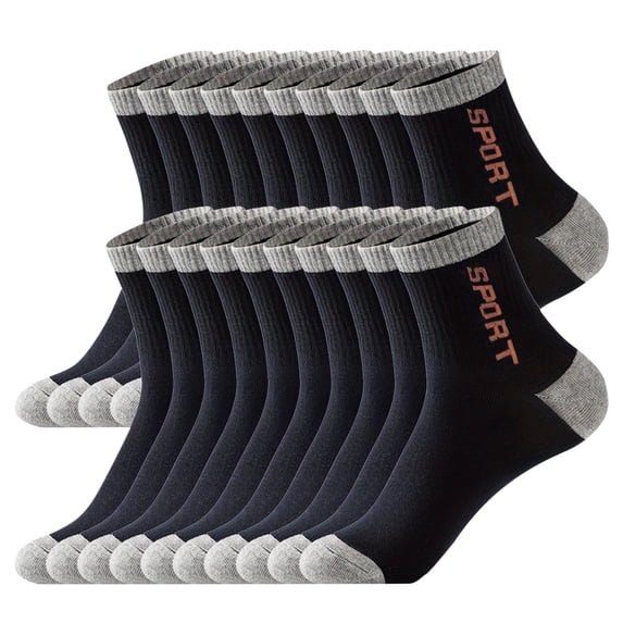 5 Pairs Men's Crew Socks Comfortable Cotton Cushioned Breathable Athletic Sports Socks Lightweight Stretch Running Work Socks