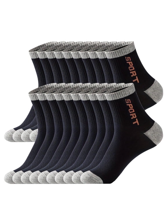 5 Pairs Men's Crew Socks Comfortable Cotton Cushioned Breathable Athletic Sports Socks Lightweight Stretch Running Work Socks