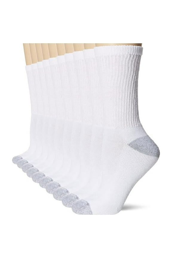 10 Pairs Men's Crew Socks Performance Comfortable Cotton Cushioned Breathable Athletic Sports Socks Stretch Running Work Socks