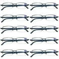thumbnail image 1 of 10 Pairs Mens Metal Frame Rectangle Half Frame Reading Glasses Classic Readers +3.50, 1 of 6