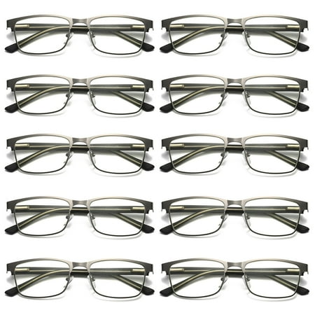 10 Pairs Mens Metal Frame Spring Hinge Blue Light Blocking Reading Glasses Readers +2.50
