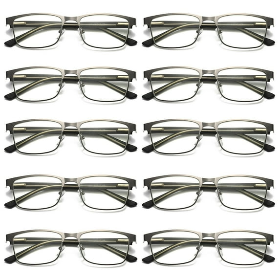 10 Pairs Mens Metal Frame Spring Hinge Blue Light Blocking Reading Glasses Readers +3.00