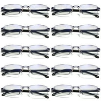 10 Pairs Mens Rectangular Rimless Blue Light Blocking Reading Glasses Unisex Readers  1.00