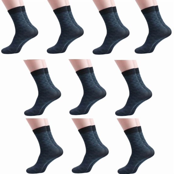 10 Pairs Mens Spring Breathable Dress Crew Socks Fashion Middle Calf Silk Socks