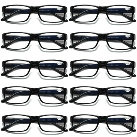 10 Pairs Mens Unisex Blue Light Blocking Reading Glasses Black Spring Hinge Readers +4.00