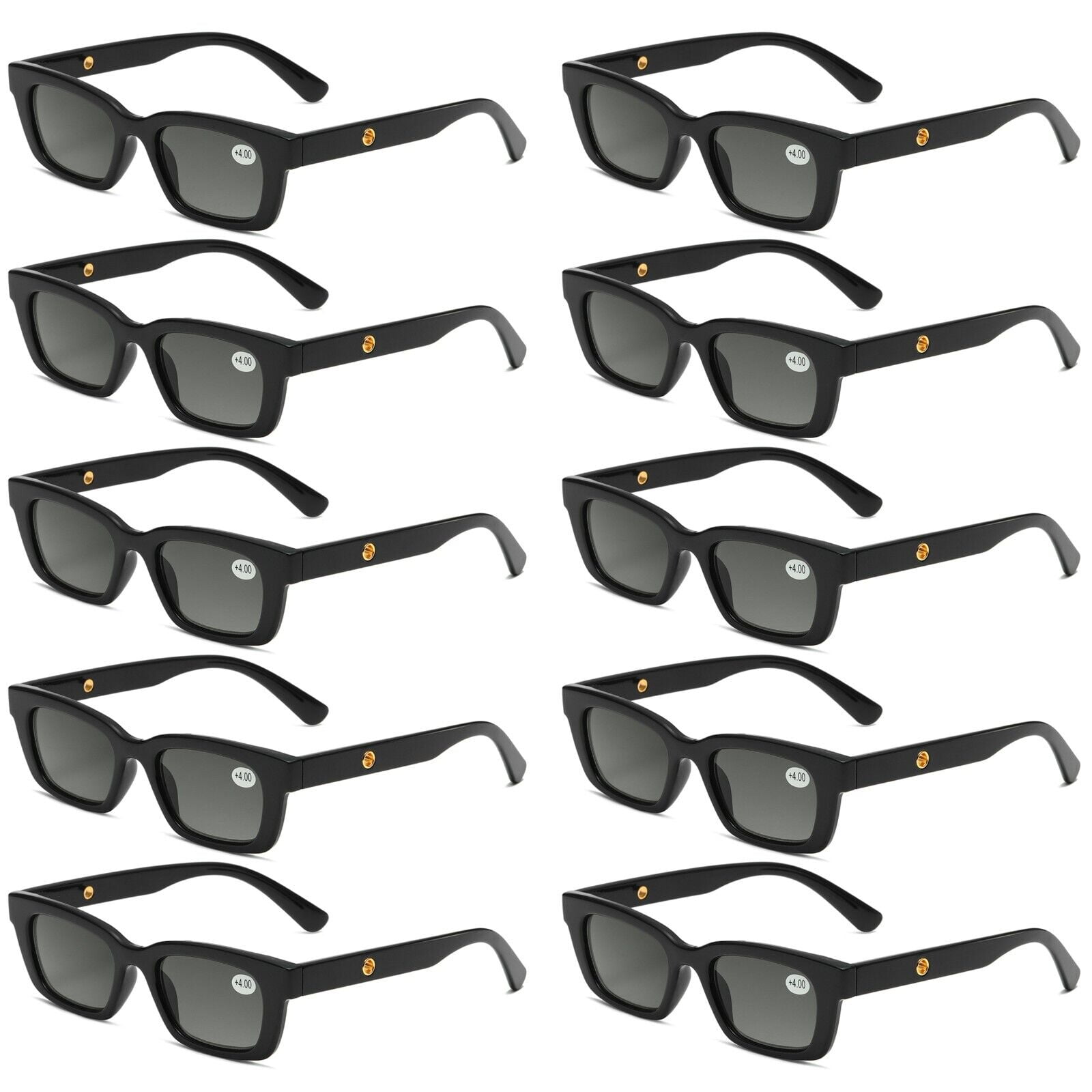10 Pairs Mens Womens Reading Sunglasses Square Full Tinted 