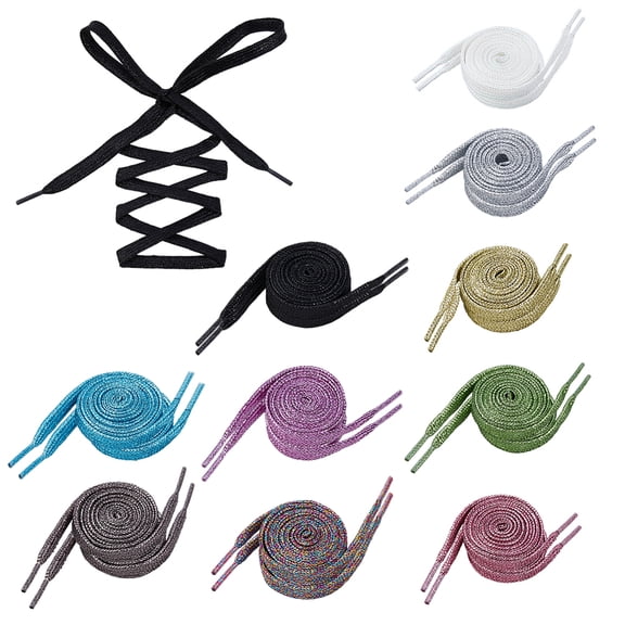 10 Pairs Metallic Shoe Laces Cool Replacement Athletic Shoelaces Glitter Sparkle Flat Shoe Laces Colorful Sequin Sneaker Shoelaces DIY