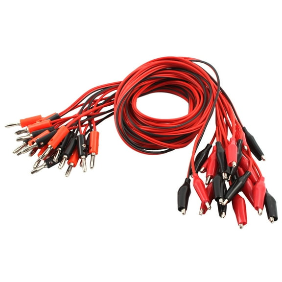 10 Pairs Multimeter Test Leads Double Alligator Cable to Banana Connector 1M