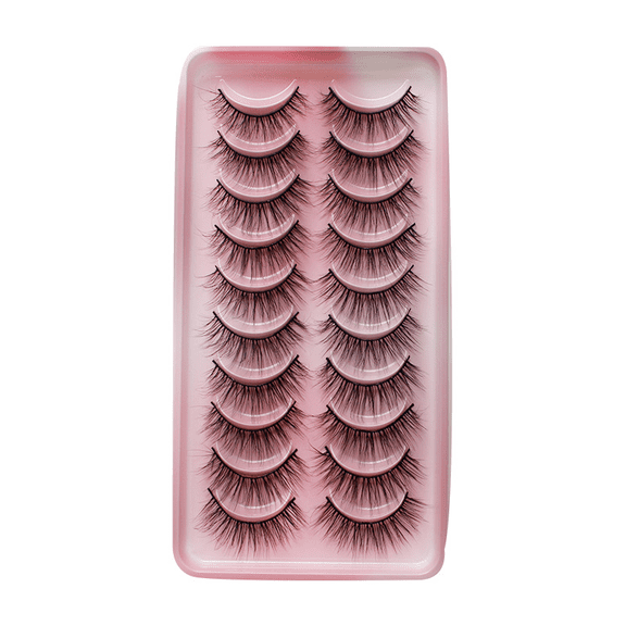 10 Pairs Natural Cat Eye False Eyelashes, Wispy Gradient Faux Mink Strip Lashes, Lightweight Comfort Lashes for Daily Casual No-Makeup Makeup