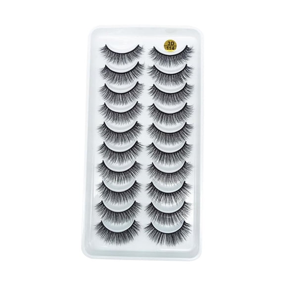 10 Pairs Natural False Eyelashes Reusable Lightweight Fluttery Lashes for Daily Glamour