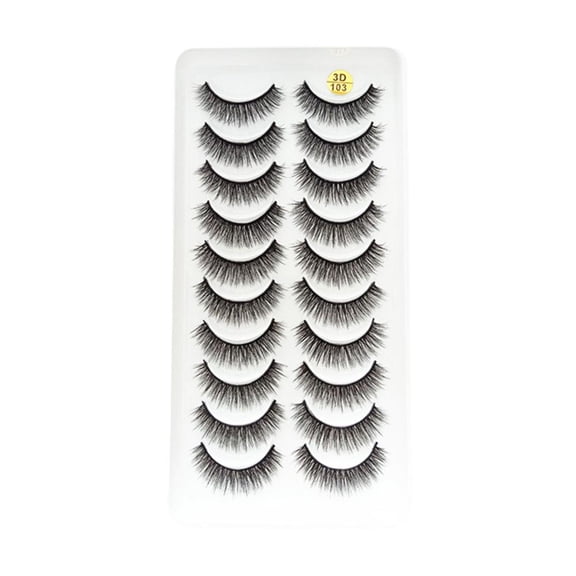 10 Pairs Natural Soft False Eyelashes Lightweight Easy To Apply Reusable