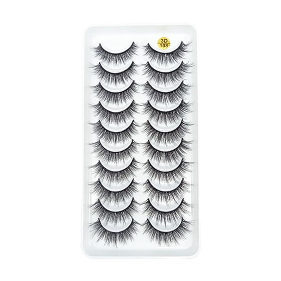 10 Pairs Natural Soft False Eyelashes Lightweight Easy To Apply Reusable
