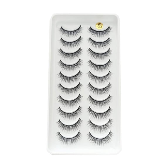 10 Pairs Natural Soft False Eyelashes Lightweight Easy To Apply Reusable